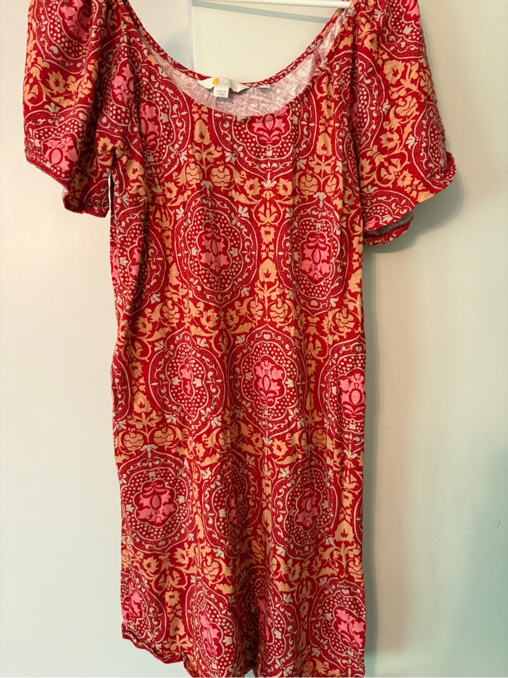 Boden Women’s Red & Pink Patterned Women's Scoop Neck Dress US size 10